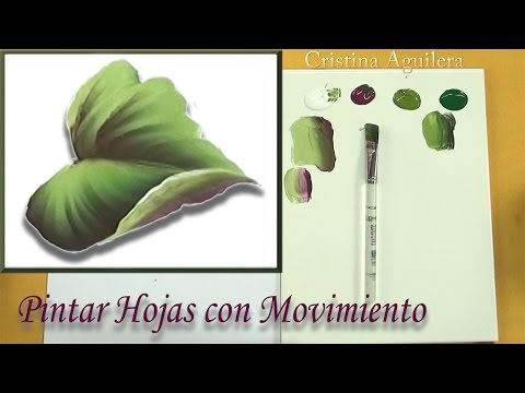Pintar hojas con movimiento One Stroke , paint leaves motion