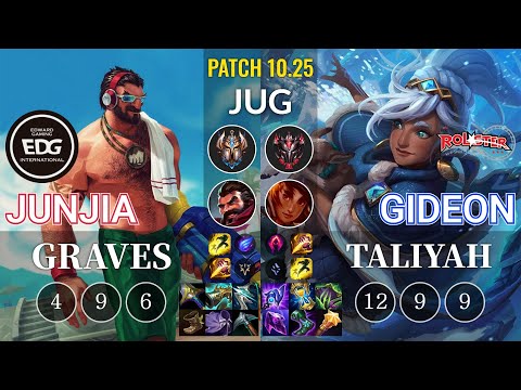 EDG JunJia Graves vs KT GIDEON Taliyah Jungle - KR Patch 10.25