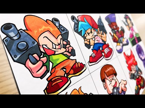Drawing FRIDAY NIGHT FUNKIN' Update - BF/GF/Pico : UberKids Challenge [FNF Update]