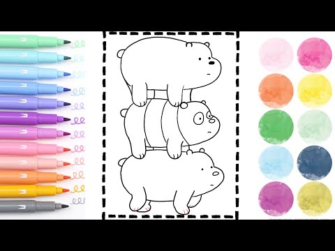 Coloring the 3 bears from we bare bears 😍🐼🐻🐻‍❄️