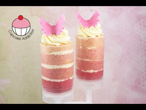 美しいオンブルプッシュポップレイヤードケーキシューターを作る - カップケーキ中毒ハウツーチュートリアル (Beautiful Ombre Push Pops! Make Layered Cake Shooters - A Cupcake Addiction How To Tutorial)