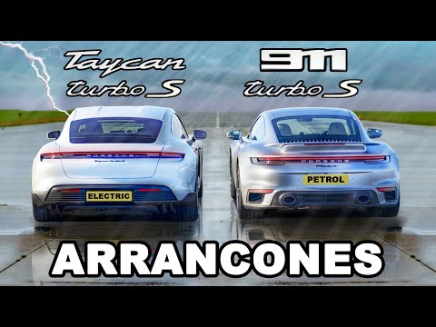 Porsche 911 Turbo S vs Taycan Turbo S: WET DRAG RACING