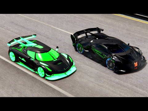 100000 HP Koenigsegg Jesko Alien Engine vs Bugatti Black Devil VGT at Special Stage Route X