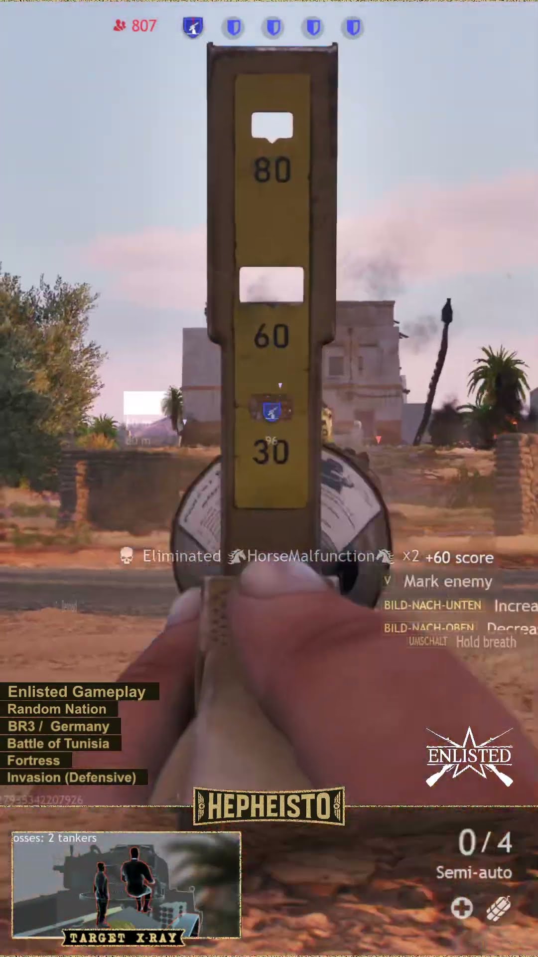 Anti Tank Gunner eliminates Tank M4A3 (105) with Panzerfaust 60