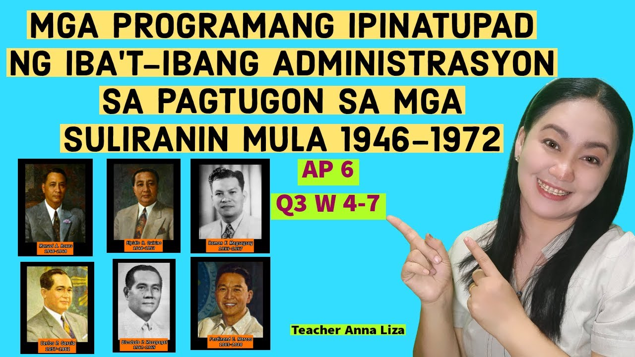 Putar video AP 6| MGA PROGRAMA NG IBA'T-IBANG ADMINISTRASYON SA PAGTUGON SA MGA SULIRANIN MULA 1946-. 1972 | sekarang AP 6| MGA PROGRAMA NG IBA'T-IBANG ADMINISTRASYON SA PAGTUGON SA MGA SULIRANIN MULA 1946-. 1972 |