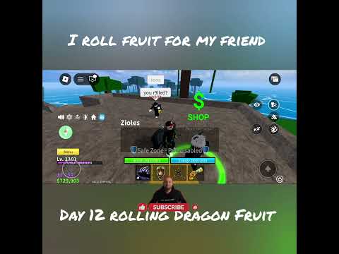 I roll fruit for my friend Day 12 rolling Dragon Fruit #blox Fruit #roblox
