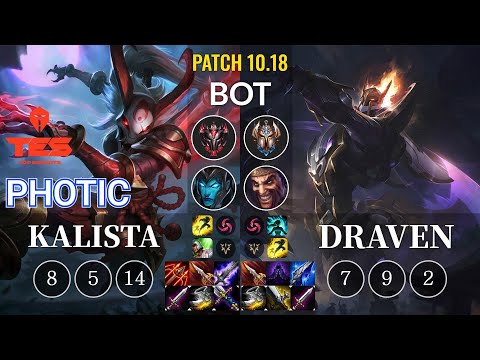 TES Photic Kalista vs Draven Bot - KR Patch 10.18