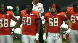 Natasha Zimbaro performing "O Canada" at the BC Lions