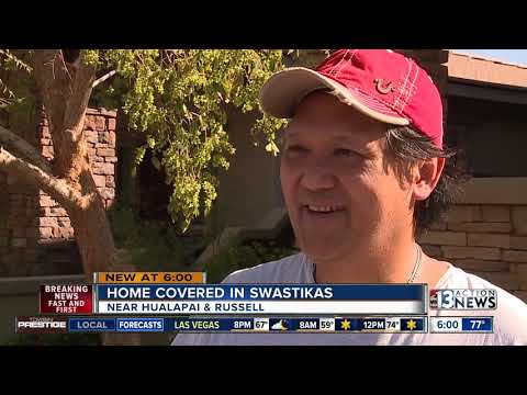 Home covered in swastikas