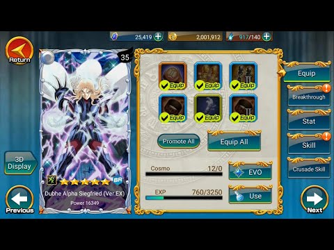 Guía Saint Seiya Zodiac Brave ; Dubhe Alpha Siegfried (Ver.EX)