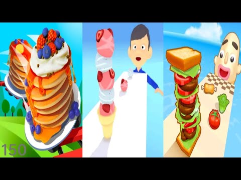 Pancake Run vs Ice Cream Run vs Sandwich Runner - Triple Gameplay 150 (Android/iOS).