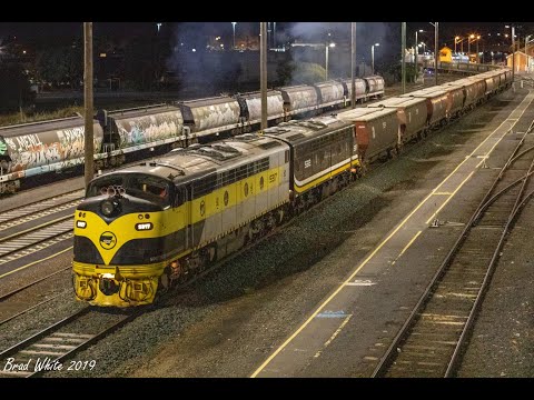58 Year Old EMD streamliners  S317 and S312 on 9096 SSR loaded Elmore grain- 5/11/19