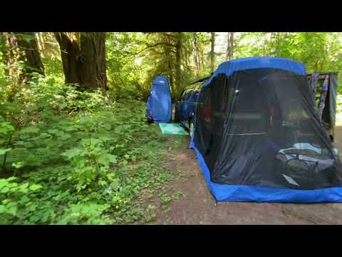 Minivan Camper, TailVeil Tent, ARB Awning Room, quick camp walkthrough