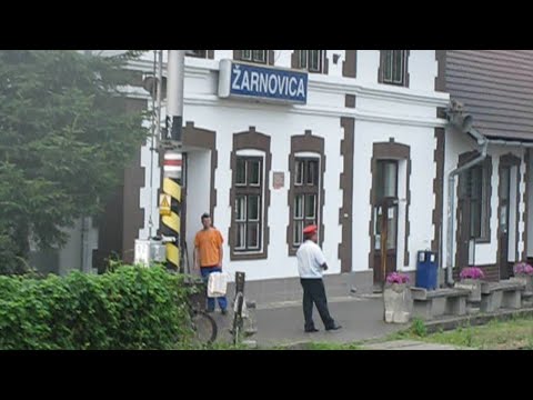 Slovakia: Leaving Žarnovica station on a Zvolen to Surany train hauled by Class 240 'Goldfish Bowl '