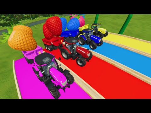 LOAD AND TRANSPORT GIANT STRAWBERRY WITH McCORMICK LOADERS & COLORED TRACTORS - Farming Simulator 22
