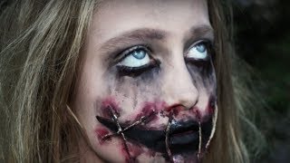 Creepy Girl With Ripped Mouth Halloween Makeup Tutorial