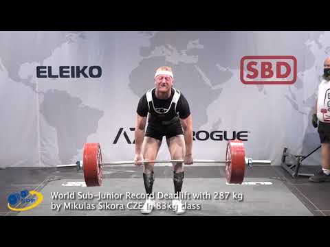 World Sub-Junior Record Deadlift with 287 kg by Mikulas Sikora CZE in 83kg class