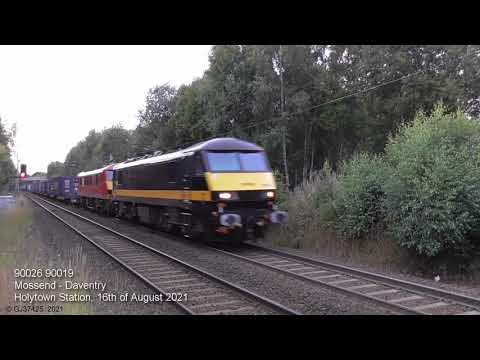 Grand Central 90026 + DB 90019 Intermodal & 66002 engineers at Holytown: 16/08/21