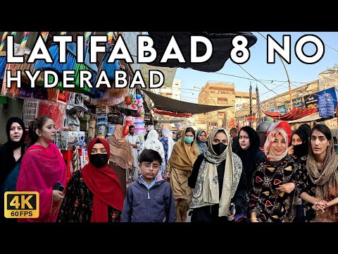 Latifabad 8 No Market Hyderabad - Walking Tourist 4K