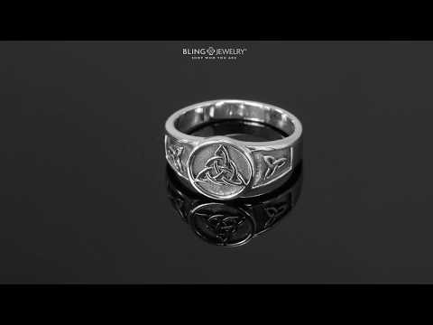 Celtic Trinity Knot Triquetra Ring Signet Ring 925 Sterling Silver