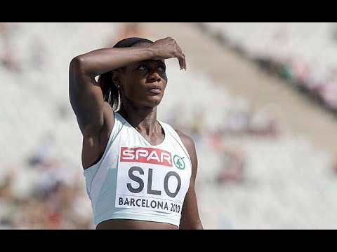 Merlene Ottey (43 years old  Slovenia) 60m Final  IAAF World Indoor Championships 2003 Birmingham.