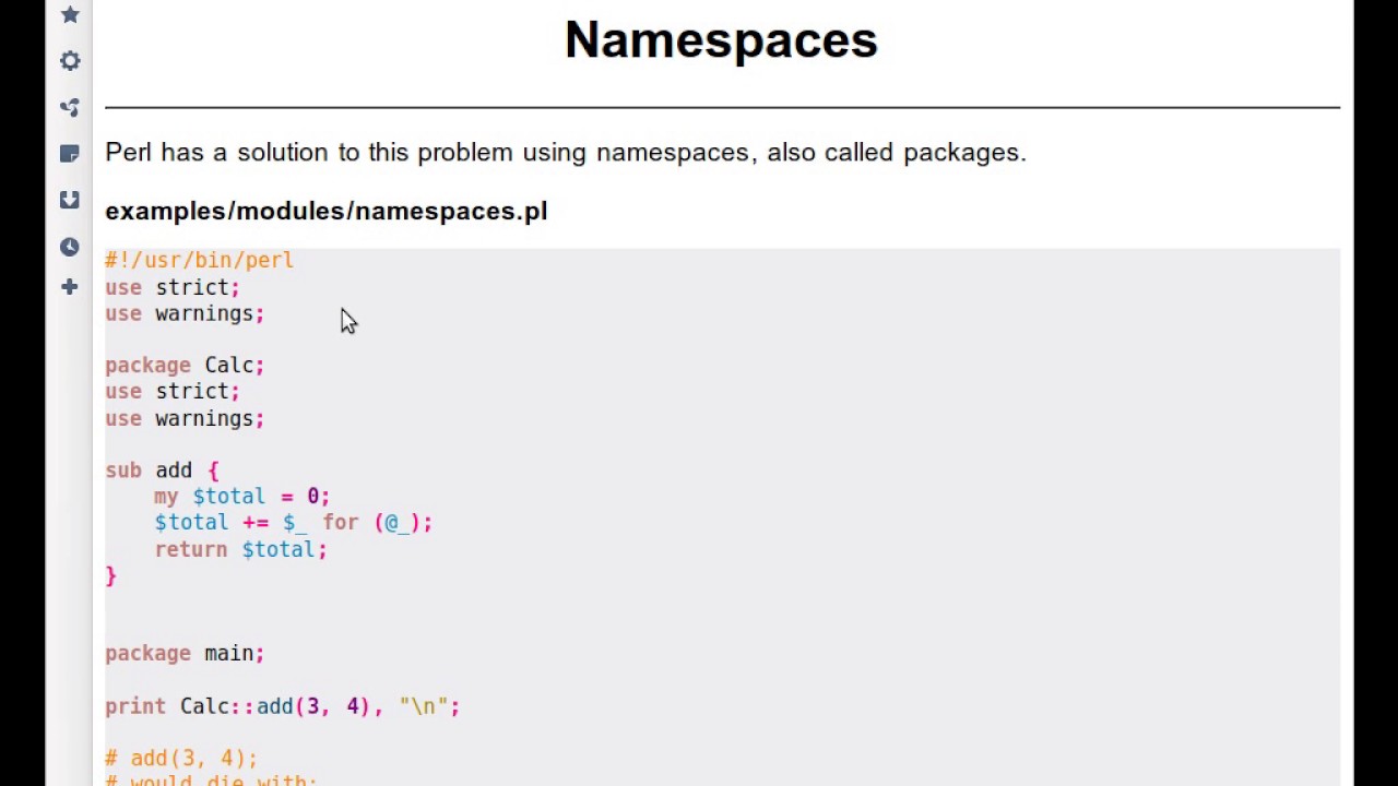 Namespaces and packages in Perl
