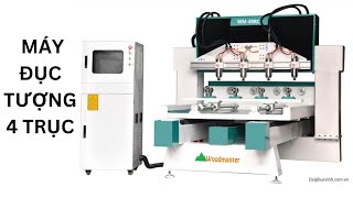 Máy đục tượng, đục cột với trục gá phôi xoay tròn 360 độ của Woodmaster WM-4RRC