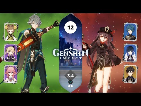 C0 Alhaitham Spread & C0 Hu Tao Double Vape | Genshin Impact 3.4 Spiral Abyss Floor 12