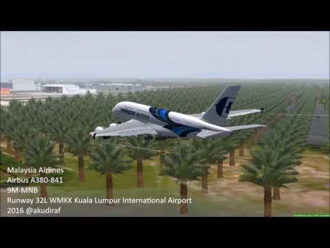 FSX Malaysia Airlines Airbus A380 9M-MNB Landing 32L WMKK KLIA