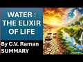 Water The Elixir Of Life By C V Raman Summary In Hindi With Moral Englishmajor Ba Nep2023 Nep