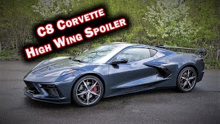 HIGH WING SPOILER on a C8 Corvette - Shadow Gray Metallic