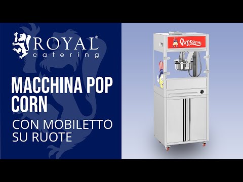 Video - Macchina pop corn - Con mobiletto su ruote - Royal Catering - Medium