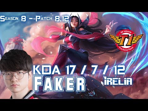SKT T1 Faker IRELIA vs YASUO Mid - Patch 8.12 KR Ranked