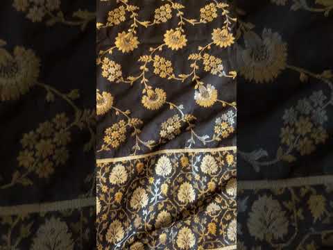 Black Katan Silk Dupatta with Sona Rupa Zari