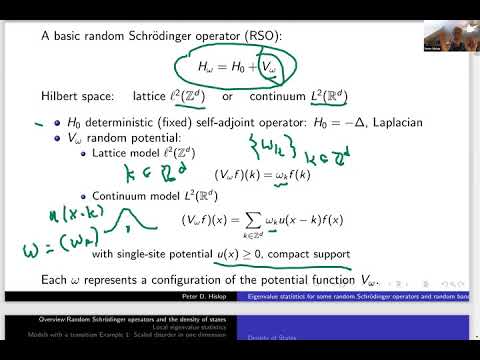 Peter Hislop - Eigenvalue statistics for some random Schrödinger operators and random band matrices