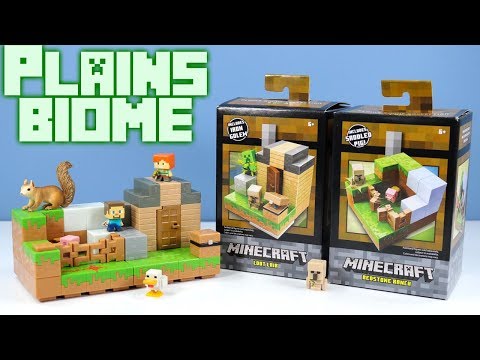 Minecraft Mini-Figures Plains Biome Collection 1 of 4 Redstone Ranch and 3 Loot Lair Playsets
