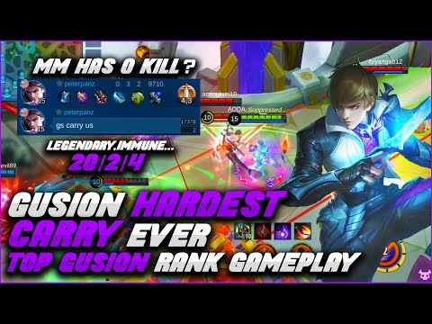GUSION HARD CARRY MM WITH 0 KILL! | Enemy Destroyed! | Gusion Rank Gameplay | Mobile Legends
