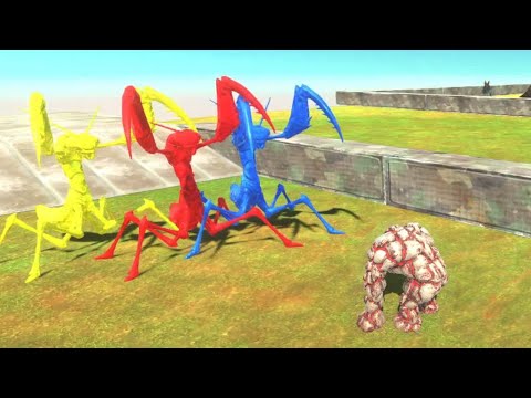 3x Colored Giant Praying Mantis Death Run - Animal Revolt Battle Simulator