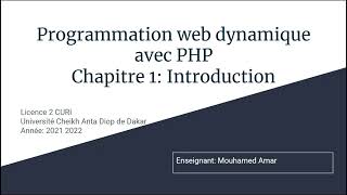 #1 introduction à la programmation web dynamique avec PHP