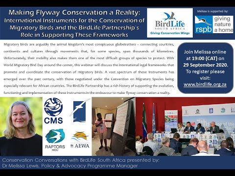 Conservation Conversations: Dr Melissa Lewis: Making Flyway Conservation a Reality (29Sept20)