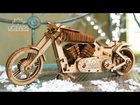 Motociklas VM-02 - mechaninis lankstymo modelis - lukštas - 189 elementai - Ugearsmodels 70051 video