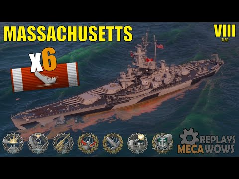 Massachusetts 6 Kills & 200k Damage | World of Warships Gameplay