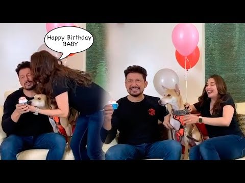 Madhuri Dixit Wishes Husband Dr Nene On Birthday With Cupcake, Balloons & Her Pet Dog
