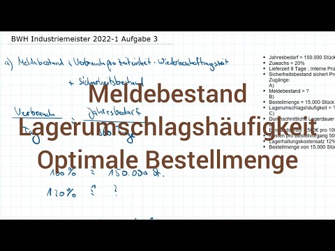 BWH Industriemeister Metall 2022-1 Frühjahr Aufgabe 3 - Meldebestand, Optimale Bestellmenge