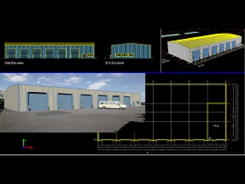 Industrial Unit in ~10mins using AEC Build Tools in Caddie AEC .dwg software