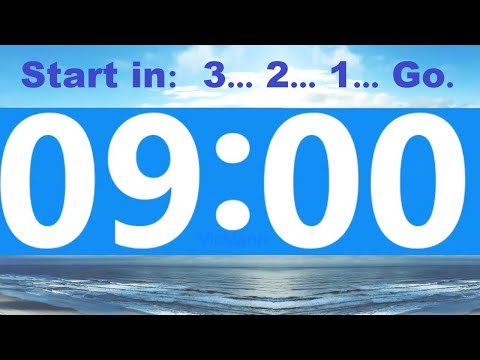 9 Minute Countdown Timer -Beep & Time Remaining at Each Minute * NO ADS DURING TIMER -No Music