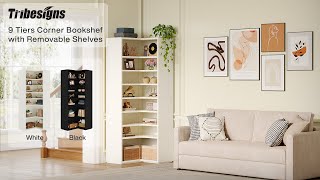 Tribesigns 9-Tier Corner Bookshelf: Maximize Space & Style  anuncio