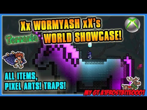 Terraria Xbox One World Showcase - Xx WormyAsh xX's All Item Map + Master Traps & Pixel Art!