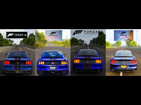 Forza 6 vs FH3 vs Forza 7 vs FH4: Ford Shelby GT350R Sound Comparison