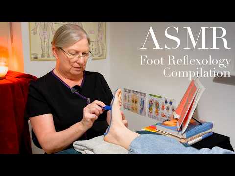 ASMR Foot reflexology tracing and explanations compilation (Unintentional ASMR, Real person ASMR)